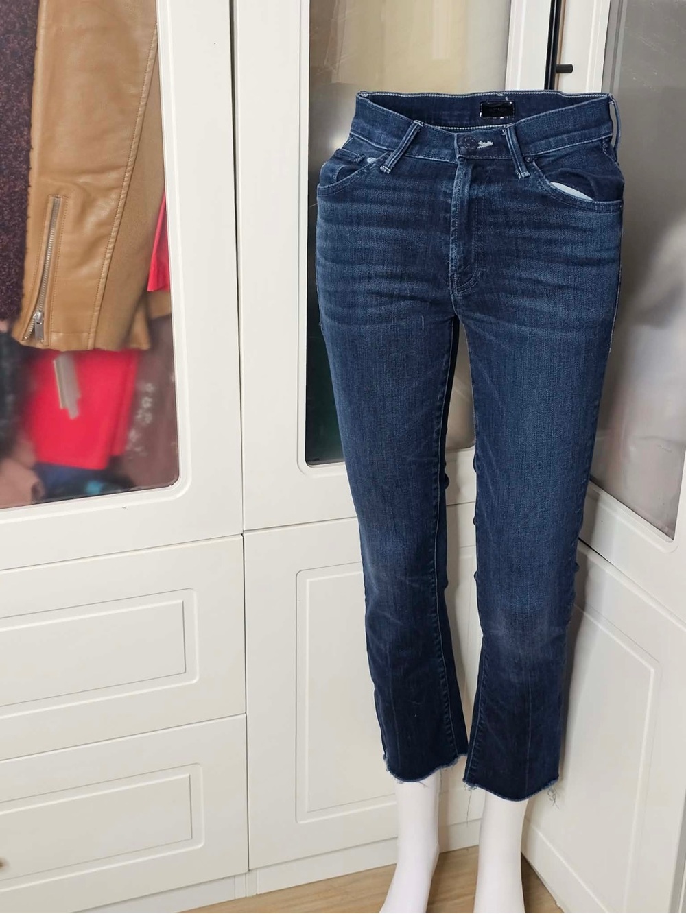 MOTHER Dark Indigo Cropped Slim Jeans